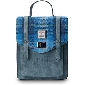 Islander HarrisTweed The Mini Carloway Backpack, Blue Tartan, Mini