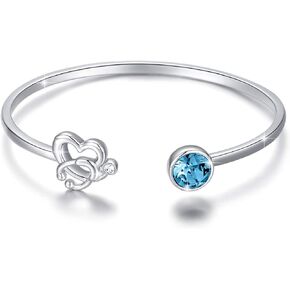 سوار AOBOCO سماعة الكفة 925 Sterling Silver Charm أساور القلب سوار محاكاة مع بلورات ، هدايا المجوهرات الراقية لممرضة الطبيب RN الطالب الطب