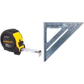 Komelon SM5416 Speed Mark Gripper Acrylic Coated Steel Blade Tape Measure 16-feet by 1-Inch, White Blade