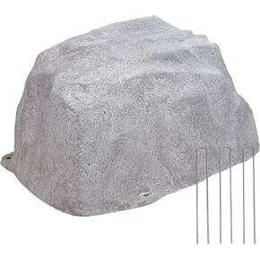 Sunnydaze 14" H Polyresin Artificial Landscape Rock Cover - Lightweight Fake Rock Well Pump Cover for Outside - Gray