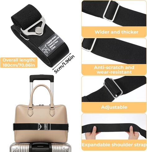 2-in-1 Travel Belt Adjustable Travel Belt Add a Bag Bungees Over Handle Suitcases with Elastic Bungees Hands-Free Accessories for Luggage Straps Airport Carry On Bag Essential Accessories in Saudi Arabia
