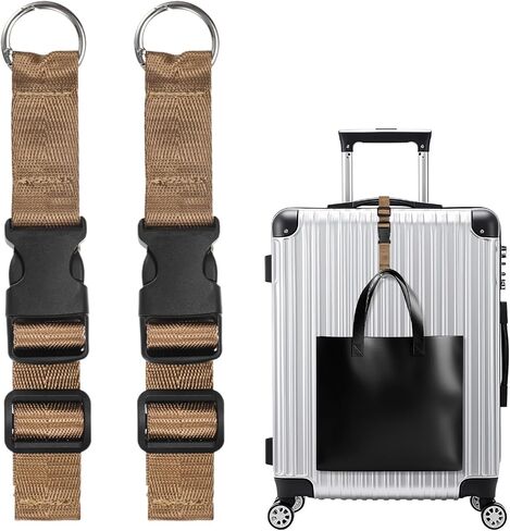 2-Pack Add A Bag Luggage Strap, Adjustable Suitcase Belt for Connecting Handbag/Backpack/Jacket, Luggage Connector [Brown] in Saudi Arabia