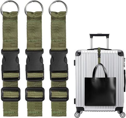 3-Pack Add A Bag Luggage Strap, Adjustable Suitcase Belt for Connecting Handbag/Backpack/Jacket, Luggage Connector [Dark Green] in Saudi Arabia