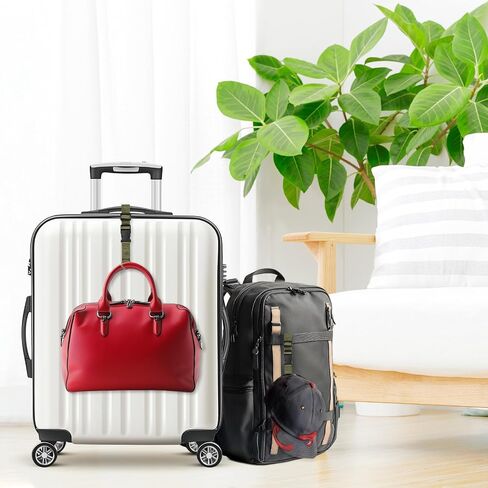 3-Pack Add A Bag Luggage Strap, Adjustable Suitcase Belt for Connecting Handbag/Backpack/Jacket, Luggage Connector [Dark Green] in Saudi Arabia