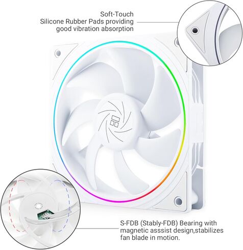 ثيرمال رايت مروحة تبريد وحدة المعالجة المركزية TL-S12 مقاس 120 ملم تاتي مع تأثير اضاءة ARGB مروحة كمبيوتر صامتة بي دبليو ام مع سرعة 1500 دورة في الدقيقة، مروحة تبريد وحدة المعالجة المركزية اسود (اسود، in Kuwait