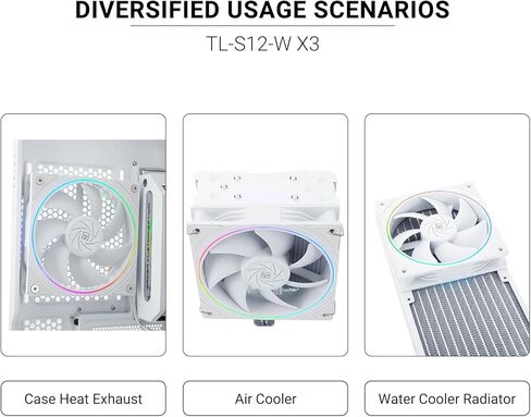 ثيرمال رايت مروحة تبريد وحدة المعالجة المركزية TL-S12 مقاس 120 ملم تاتي مع تأثير اضاءة ARGB مروحة كمبيوتر صامتة بي دبليو ام مع سرعة 1500 دورة في الدقيقة، مروحة تبريد وحدة المعالجة المركزية اسود (اسود، in Kuwait