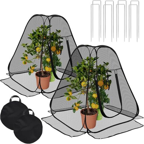 Pop-up Gardening Net Cover, 28 x28 x 32 Inch Pest Guard Cover, Bird Plant Tent Cover with 4 Stakes, Plant Gardening Net for Vegetables Fruits Flowers in Saudi Arabia