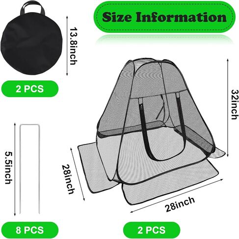 Pop-up Gardening Net Cover, 28 x28 x 32 Inch Pest Guard Cover, Bird Plant Tent Cover with 4 Stakes, Plant Gardening Net for Vegetables Fruits Flowers in Saudi Arabia