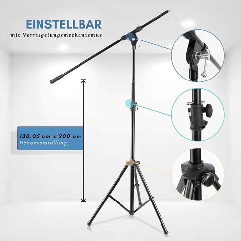 Pyle Adjustable Tripod Microphone Boom Stand - Pair of Universal Heavy Duty Lightweight Professional Compact Stage Studio Floor Standing Boom Mic Tripod Holder w/ Standard 5/8" Mic Adapter PMKS56X2 in Saudi Arabia