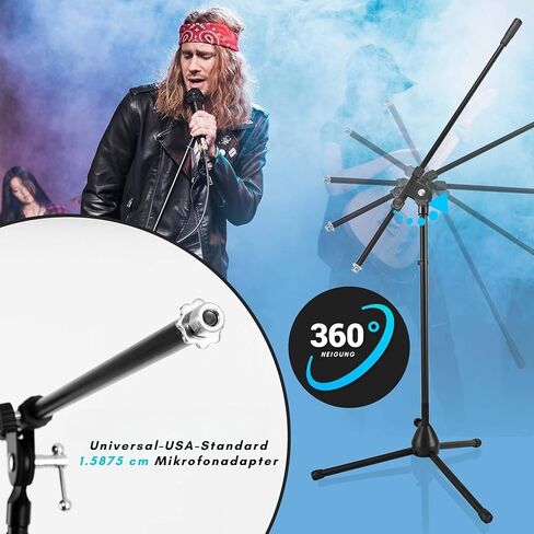 Pyle Adjustable Tripod Microphone Boom Stand - Pair of Universal Heavy Duty Lightweight Professional Compact Stage Studio Floor Standing Boom Mic Tripod Holder w/ Standard 5/8" Mic Adapter PMKS56X2 in Saudi Arabia
