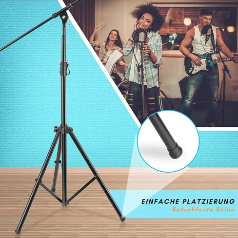 Pyle Adjustable Tripod Microphone Boom Stand - Pair of Universal Heavy Duty Lightweight Professional Compact Stage Studio Floor Standing Boom Mic Tripod Holder w/ Standard 5/8" Mic Adapter PMKS56X2 in Saudi Arabia