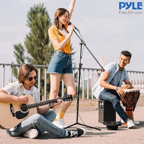Pyle Adjustable Tripod Microphone Boom Stand - Pair of Universal Heavy Duty Lightweight Professional Compact Stage Studio Floor Standing Boom Mic Tripod Holder w/ Standard 5/8" Mic Adapter PMKS56X2 in Saudi Arabia