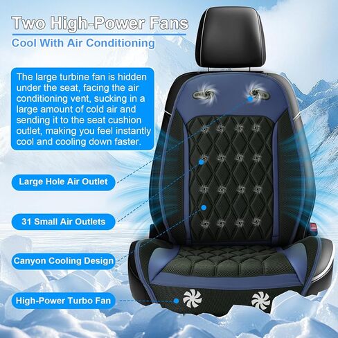 Upgraded Cooling Car Seat Cover Front Seat,12V-24V Ventilated Car Seat Cushion with 2 Powerful Fans,31 Air Outlet,Stepless Adjustment knob,Universal for Car Truck SUV in Kuwait