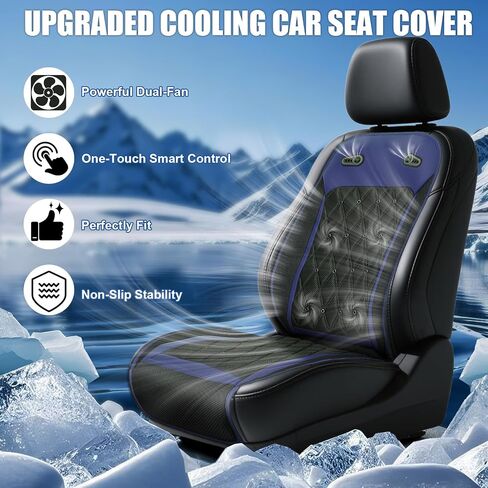 Upgraded Cooling Car Seat Cover Front Seat,12V-24V Ventilated Car Seat Cushion with 2 Powerful Fans,31 Air Outlet,Stepless Adjustment knob,Universal for Car Truck SUV in Kuwait