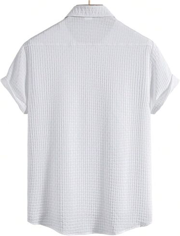 Verdusa Men's 2 Pieces Outfits Textured Short Sets Button Down Shirts with Shorts in Saudi Arabia