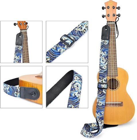 CLOUDMUSIC ملون هاواي خمر عرقي قطن Ukulele حزام أزرق لآلات الحفل Tenor Baritone الأوتار (الأزرق الوطني) in Kuwait