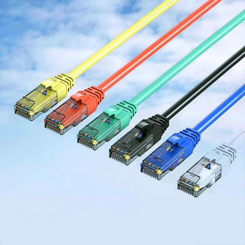 Cat6 Patch Cables 1 Feet (6 Pack), Cat 6 Ethernet Cable, 24AWG CCA Cord, UTP Network, Internet Cable, Compatible for PC, Laptop, Routers, Switches, Servers, Printers, RJ45 LAN with 25 Cable Ties - 1FT in Saudi Arabia