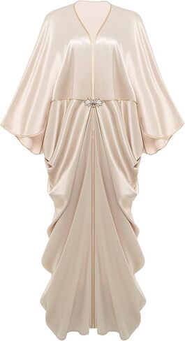 BABEYOND 1920s Satin Cocoon Gown - Hollywood Style Robe Great Gatsby Party Outfit Batwing Sleeves Art Deco Coat in Saudi Arabia