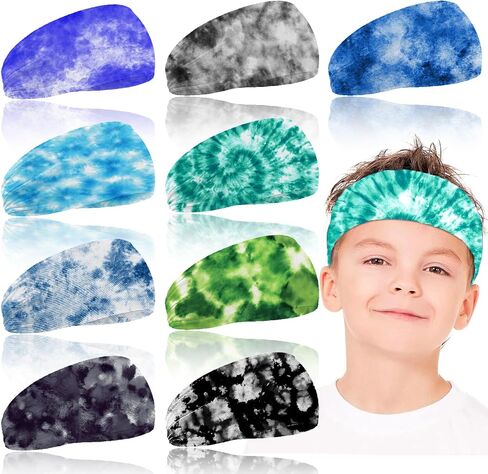 9 Pcs Tie Dye Kids Boys Headbands Athletic Sweatbands Boys Headbands for Kids Children Headbands Football Headband Youth Kids Sweat Bands Sweat Absorbing Elastic Hairband in Saudi Arabia
