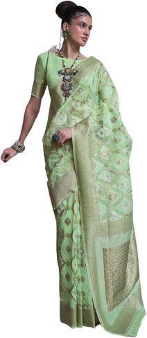 Women's Kanjivaram Soft Silk Saree With Blouse Piece 6.3metres in Saudi Arabia
