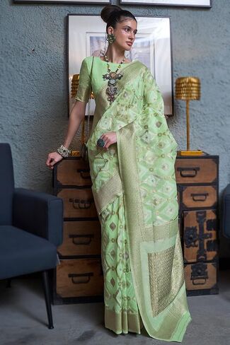 Women's Kanjivaram Soft Silk Saree With Blouse Piece 6.3metres in Saudi Arabia
