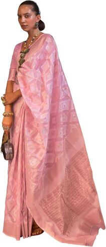 Women's Kanjivaram Soft Silk Saree With Blouse Piece 6.3metres in Saudi Arabia