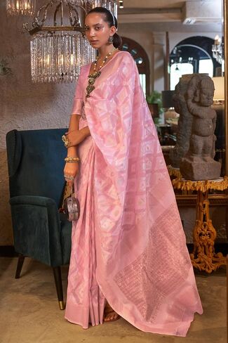 Women's Kanjivaram Soft Silk Saree With Blouse Piece 6.3metres in Saudi Arabia