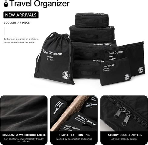 7Pcs Packing Cubes for Travel Lightweight Luggage Organizer Bag Cubes, Durable Travel Bags Foldable Suitcase Bags Set for Travel Accessories and Essentials -Pink in Saudi Arabia