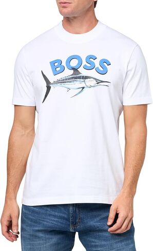 BOSS Men's Big Logo Fish Cotton T-Shirt in Kuwait