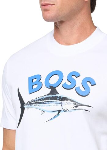 BOSS Men's Big Logo Fish Cotton T-Shirt in Kuwait