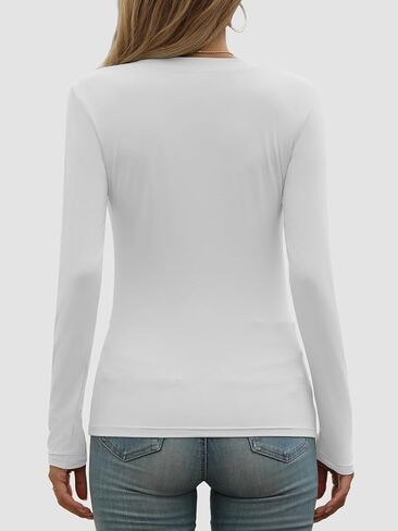 ATHMILE Womens Fall Deep V Neck Long Sleeve Shirts Modal Slim Fit Basic Tee Tops 2025 in Saudi Arabia