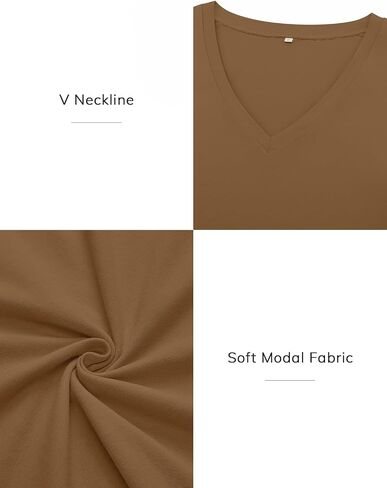 ATHMILE Womens Fall Deep V Neck Long Sleeve Shirts Modal Slim Fit Basic Tee Tops 2025 in Saudi Arabia