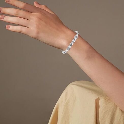 Let Them Dainty Diamond Beaded Stretch Bracelet, Self Worth Motivational Stainless Steel Engraving Tube Bracelets Inspirational Chain Crystal Energy Friendship Bracelet Jewelry for Women Men in Saudi Arabia