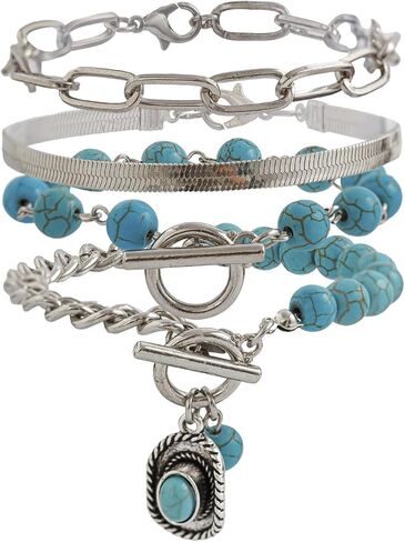 Bohemian Retro Western Cowgirl Turquoise Beaded Beaded Cackelets Fricquoise Bull Head Cow Cake Cactus Feather Pendant Pendant for Women Holiding Jewelry in Saudi Arabia