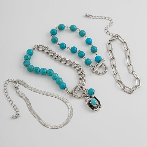 Bohemian Retro Western Cowgirl Turquoise Beaded Beaded Cackelets Fricquoise Bull Head Cow Cake Cactus Feather Pendant Pendant for Women Holiding Jewelry in Saudi Arabia