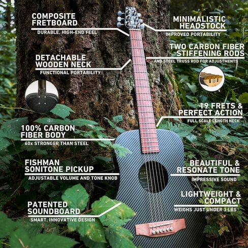 عبوة جيتار كهربائية للسفر من الألياف الكربونية السوداء من KLOS (جيتار وحقيبة هدايا وحزام وكابو وأكثر) in Saudi Arabia