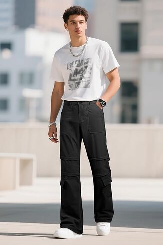 GINGTTO Mens Casual Cargo Pants Y2k Pants Men Baggy in Saudi Arabia