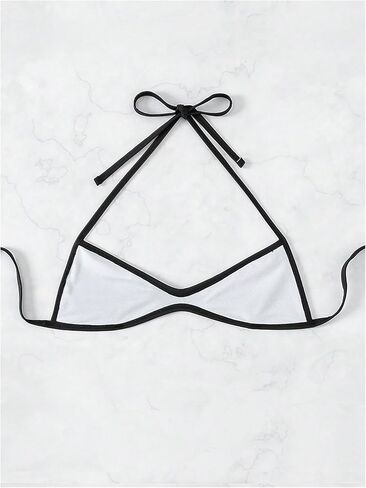 SHENHE Women's Micro Bikini Top Halter Neck Low Cut Bikini Tie Back Sexy Swimsuit Top in Saudi Arabia