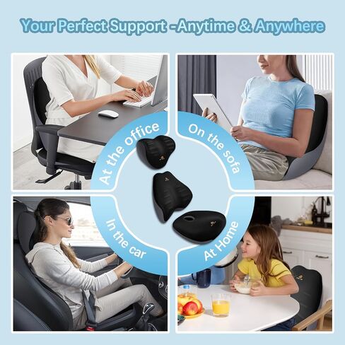 NS YOLO Ergonomic Car Seat Cushion with Comfort Memory Foam Neck Pillow, Car Pillow,Lumbar Support and Big Size Soft Seat Cushion for Driving Seat,Office Chair and Wheel Chair (Black and Grey-3 pcs) in Kuwait