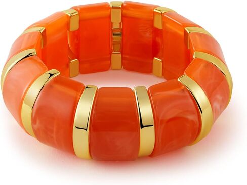 YBMYCM Acrylic Chunky Bangles Bracelets for Women Resin Gold Stackable Stretch Bracelet Wide Wristbands Gift Jewelry in Saudi Arabia