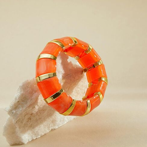 YBMYCM Acrylic Chunky Bangles Bracelets for Women Resin Gold Stackable Stretch Bracelet Wide Wristbands Gift Jewelry in Saudi Arabia