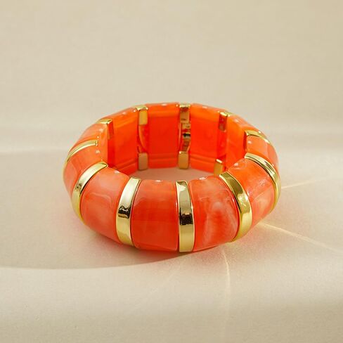YBMYCM Acrylic Chunky Bangles Bracelets for Women Resin Gold Stackable Stretch Bracelet Wide Wristbands Gift Jewelry in Saudi Arabia