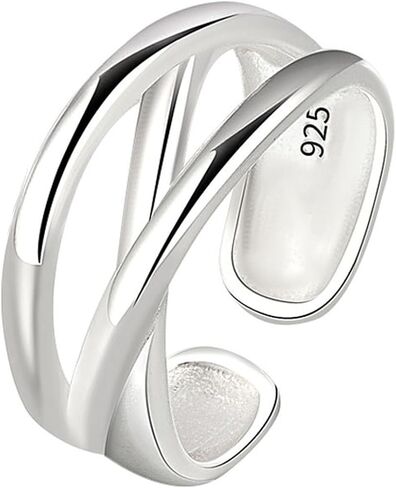 925 Sterling Silver Ring High Polish Thumb Band Rings Open Adjustable Chunky Rings Statement Ring for Women in Saudi Arabia