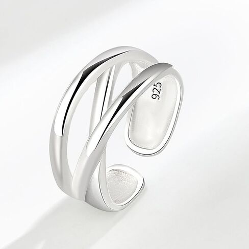925 Sterling Silver Ring High Polish Thumb Band Rings Open Adjustable Chunky Rings Statement Ring for Women in Saudi Arabia