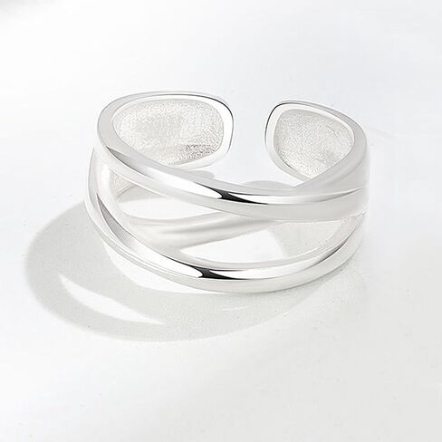925 Sterling Silver Ring High Polish Thumb Band Rings Open Adjustable Chunky Rings Statement Ring for Women in Saudi Arabia