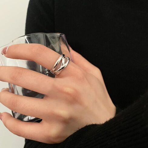 925 Sterling Silver Ring High Polish Thumb Band Rings Open Adjustable Chunky Rings Statement Ring for Women in Saudi Arabia