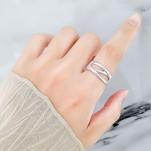 925 Sterling Silver Ring High Polish Thumb Band Rings Open Adjustable Chunky Rings Statement Ring for Women in Saudi Arabia
