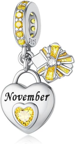 925 Sterling Silver Birthstone Bracelet Charm - Unique Heart Shaped Design, Fits most Europe Pandora Bracelets and Necklaces, women's DIY holiday Gifts in Kuwait