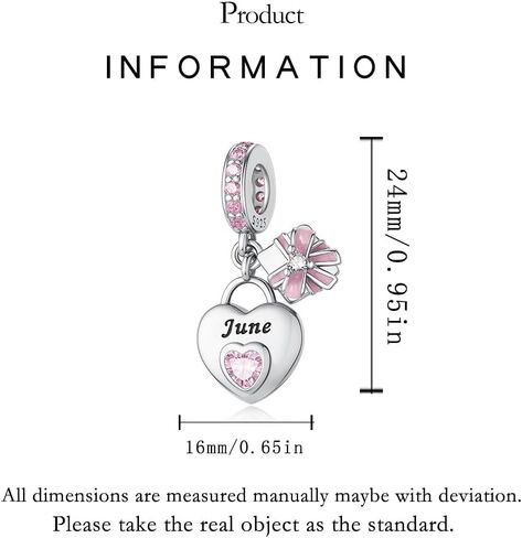 925 Sterling Silver Birthstone Bracelet Charm - Unique Heart Shaped Design, Fits most Europe Pandora Bracelets and Necklaces, women's DIY holiday Gifts in Kuwait