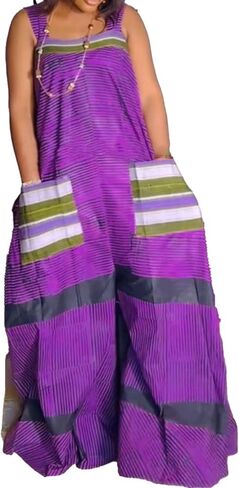 Lucuna Women's Boho Wide Leg Jumpsuits Summer Outfits Sleeveless Loose Rompers Baggy Overalls with Pockets in Saudi Arabia